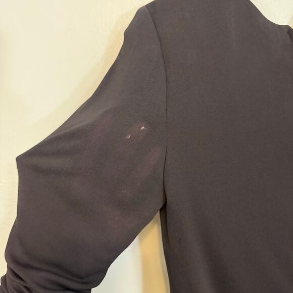 Vintage 80s Lawrence I. Magnin Midi Dress 12 Black Ruched Bows Cocktail Evening - Picture 6 of 12